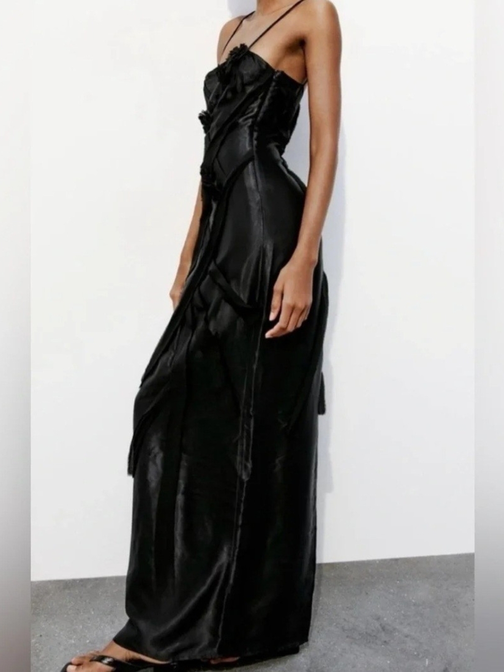 ZARA embroidered maxi dress size S